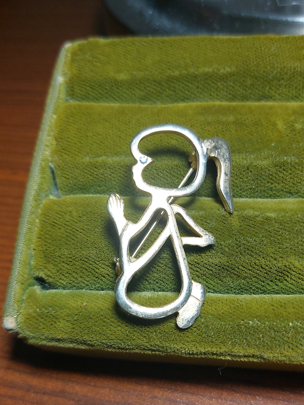 Vintage Signed BJ Beatrix Jewelry Abstract Little Girl Brooch Pin MCM